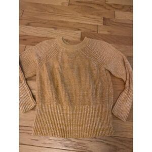 Universal Thread womens mustard crochet 3/4 crew neck cotton pullover sweater XS